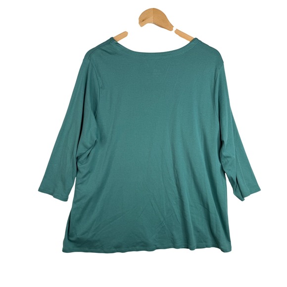 J. Jill Pima 3/4 Sleeve Scoop Neck Tee size 2X Green - Picture 4 of 6
